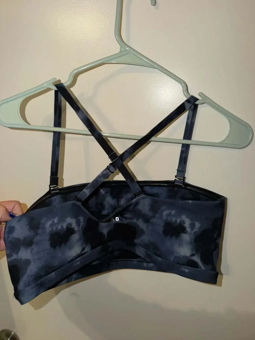 LSKD Black Blue Tie Dye Strappy Sports Bra XL